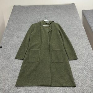 Acrobat Cardigan Womens S Green Wool Hooded Open Front Longline Minimalist Boho